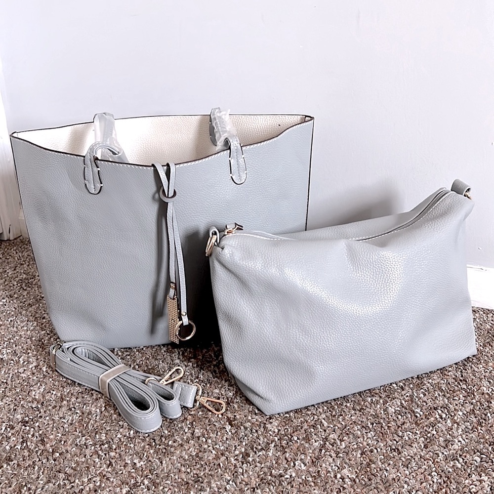 Women Faux Leather Multi-way Bag Shoulder 2Pcs!